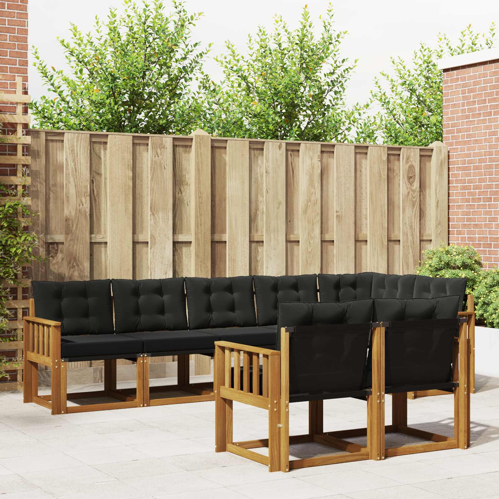 Outdoor-Sofagarnitur mit Kissen 8 pcs Natürlich und Schwarz