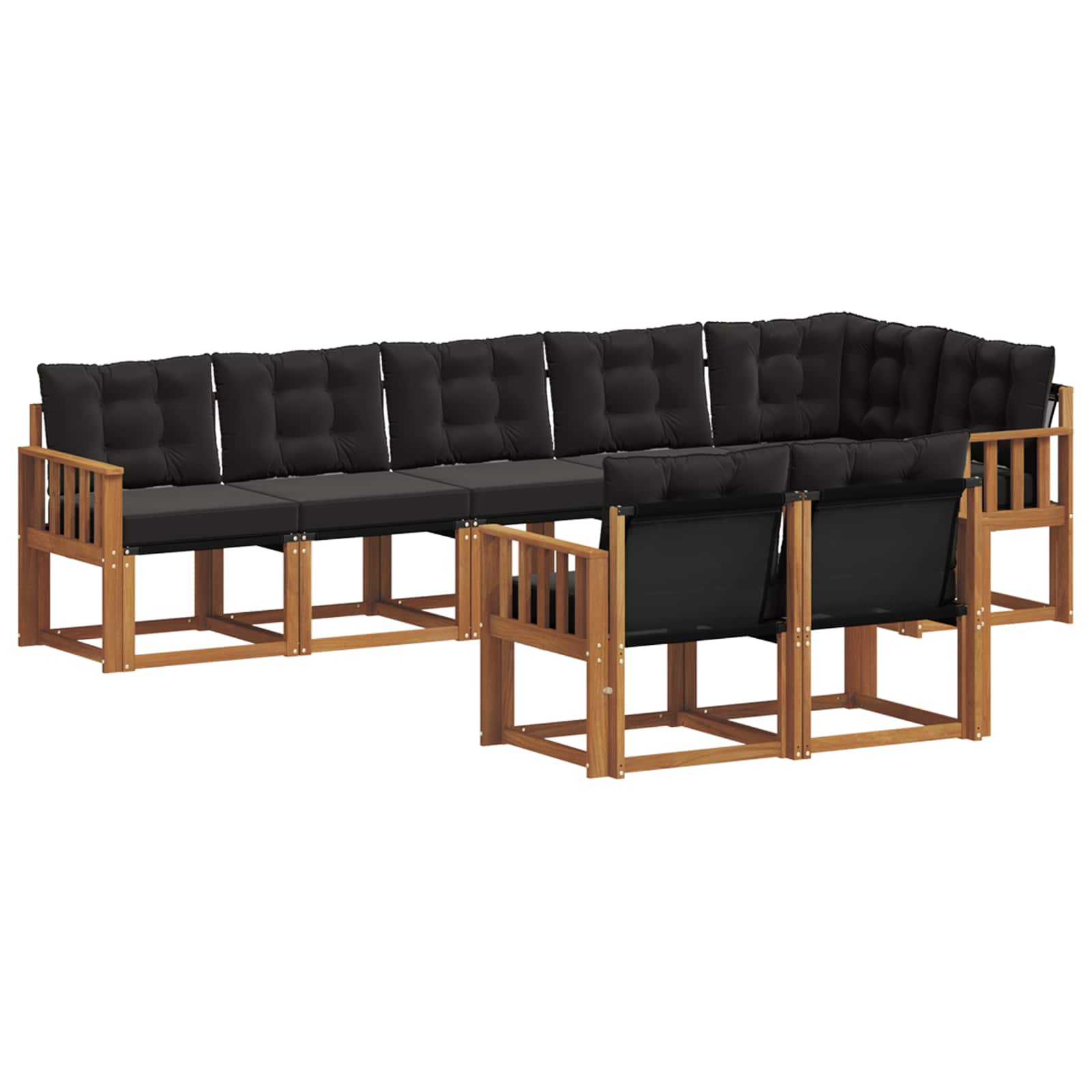 Outdoor-Sofagarnitur mit Kissen 8 pcs Natürlich und Schwarz
