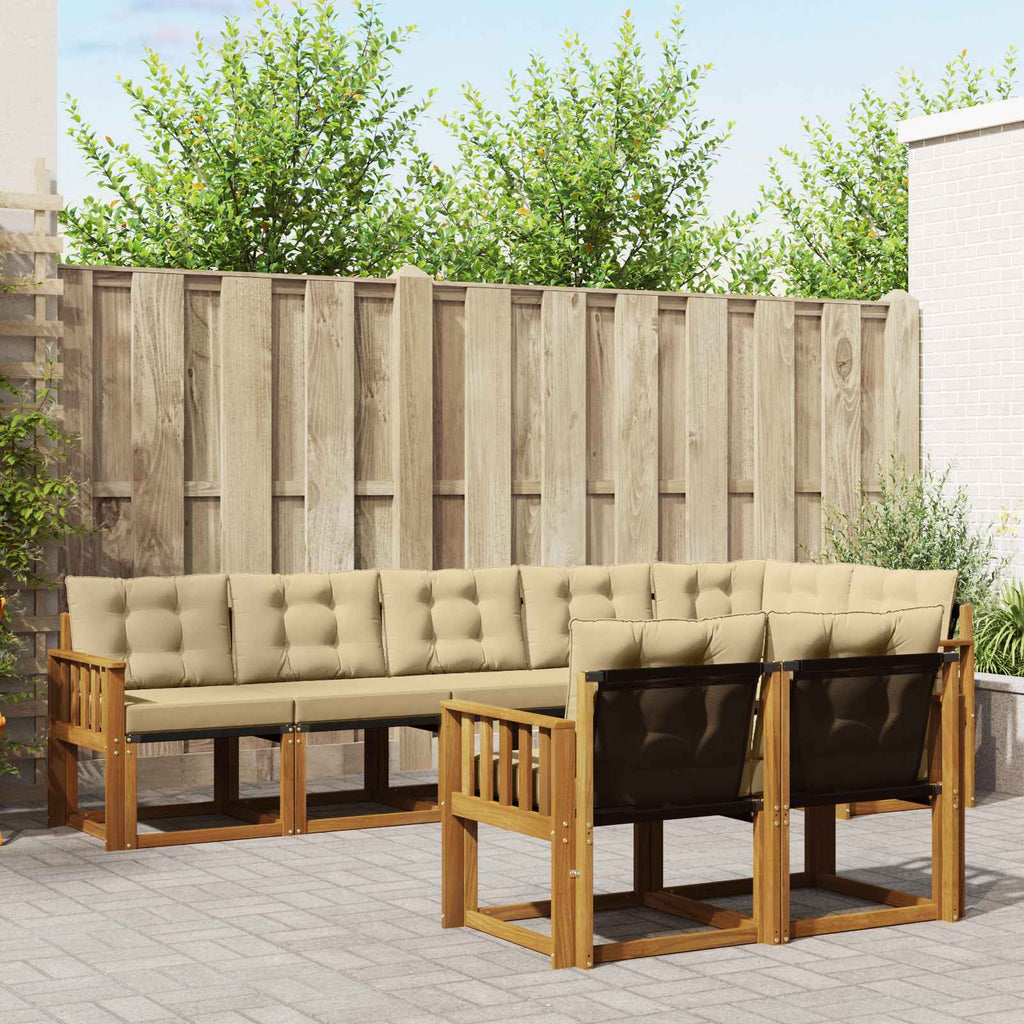 Outdoor-Sofagarnitur mit Kissen 8 pcs Natur und Beige