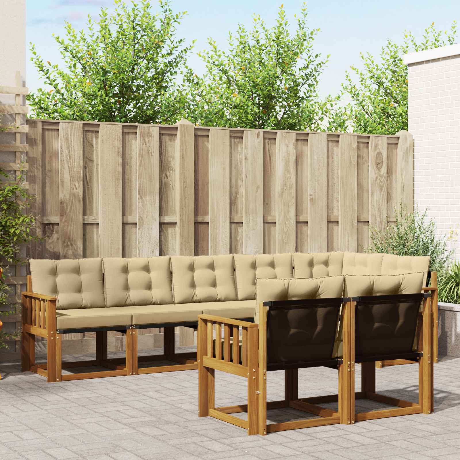 Outdoor-Sofagarnitur mit Kissen 8 pcs Natur und Beige