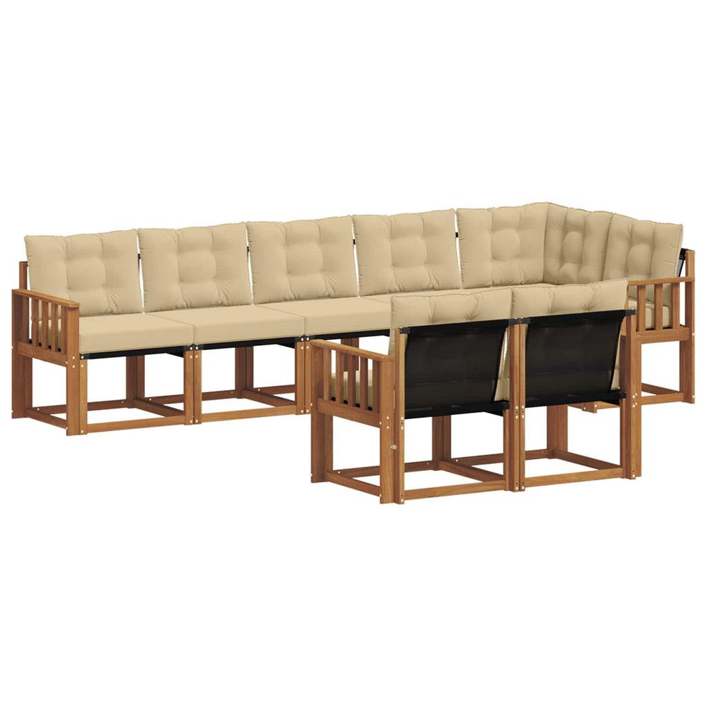 Outdoor-Sofagarnitur mit Kissen 8 pcs Natur und Beige