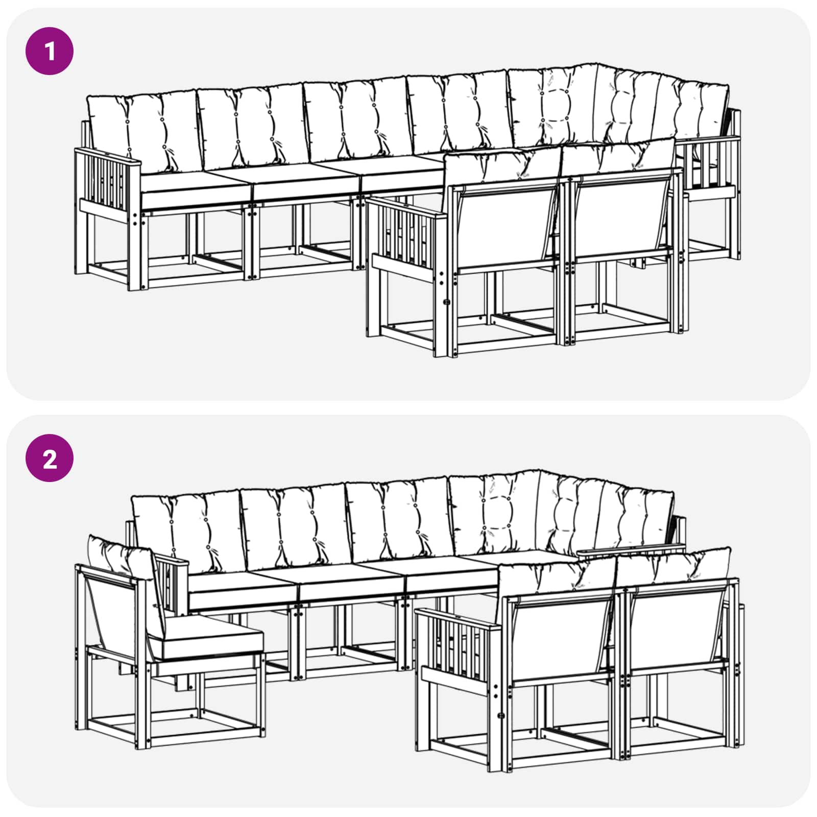 Outdoor-Sofagarnitur mit Kissen 8 pcs Natur und Beige