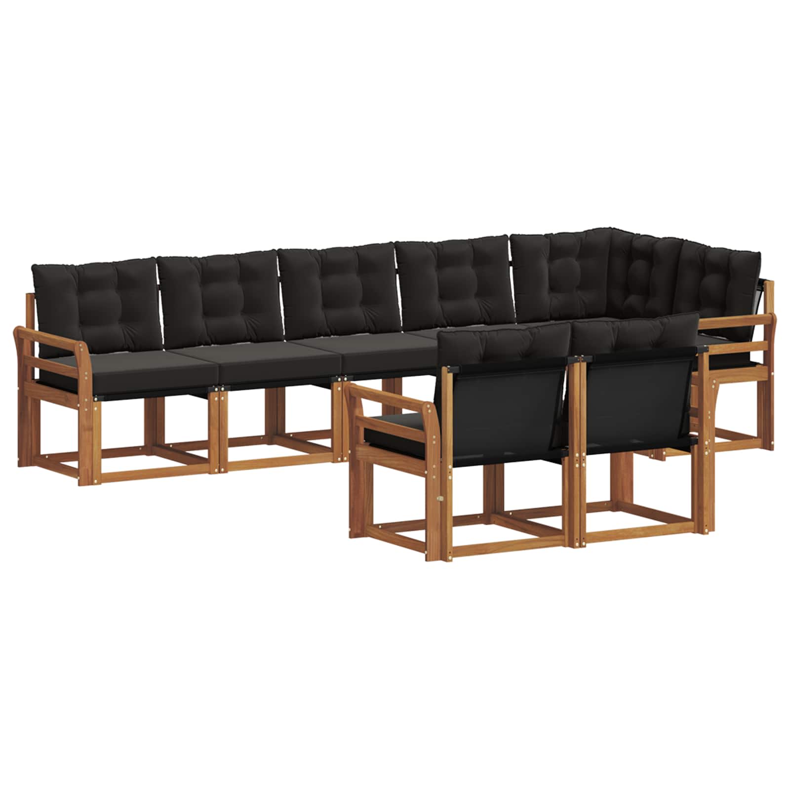 Outdoor-Sofagarnitur mit Kissen 8 pcs Natürlich und Schwarz