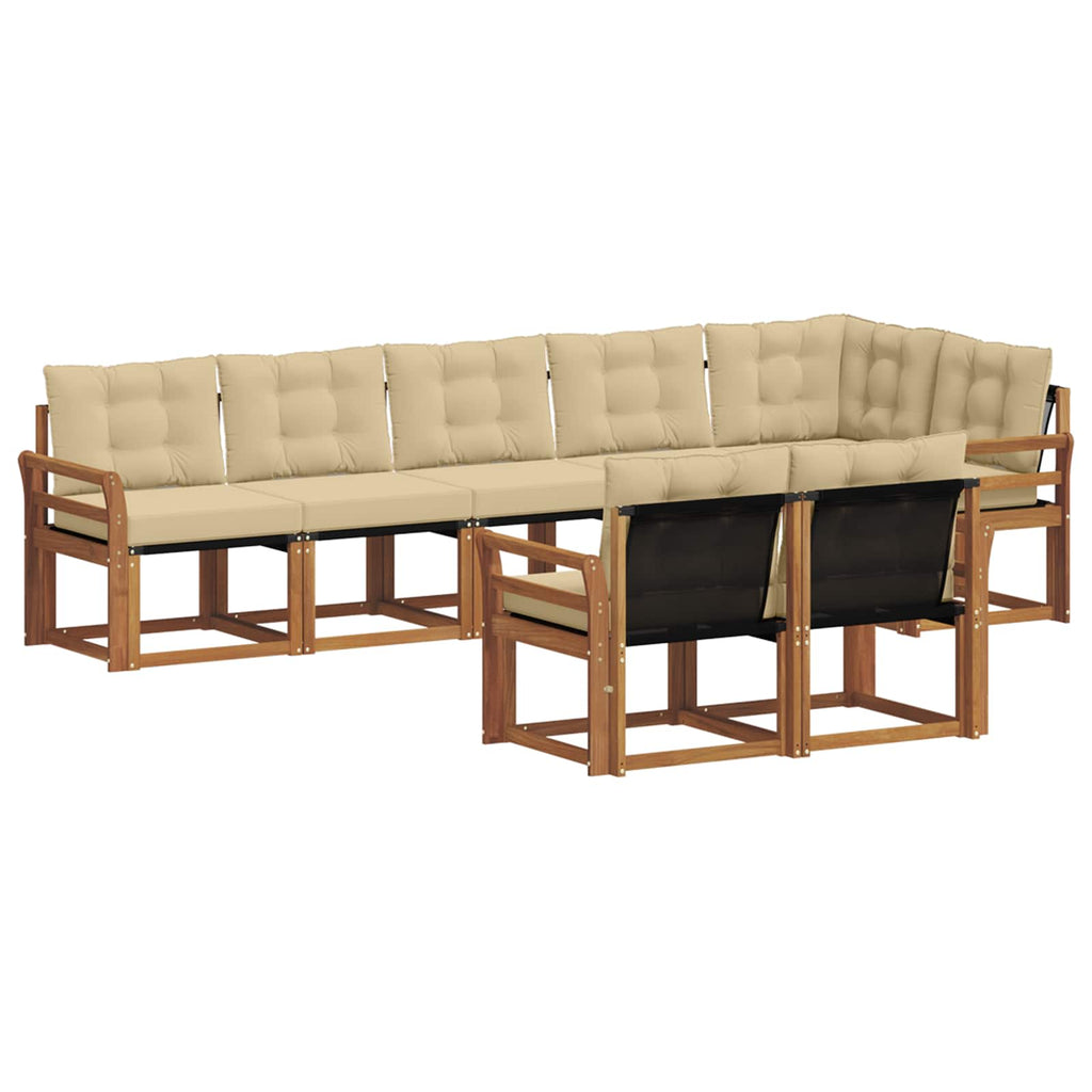 Outdoor-Sofagarnitur mit Kissen 8 pcs Natur und Beige