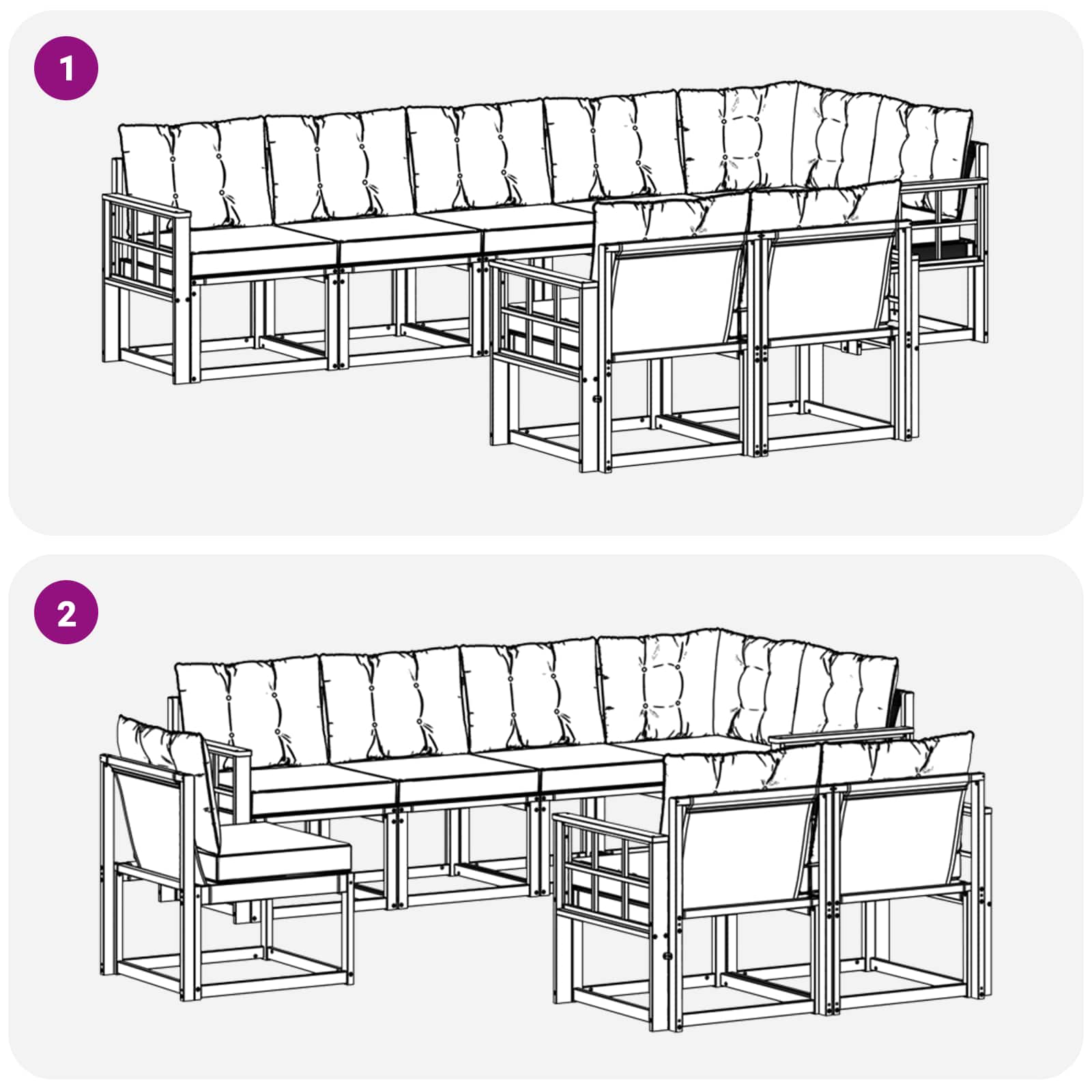 Outdoor-Sofagarnitur mit Kissen 8 pcs Natürlich und Hellgrau