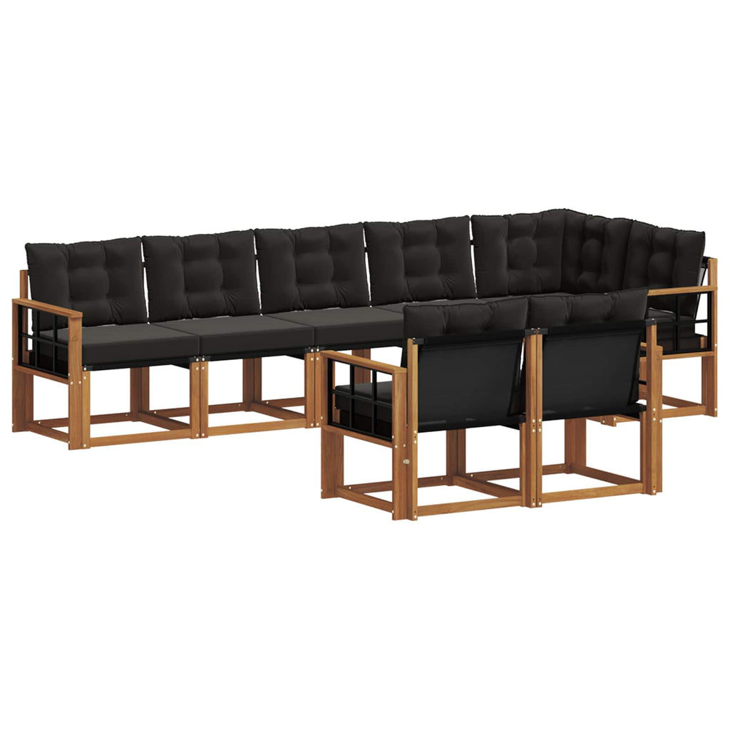 Outdoor-Sofagarnitur mit Kissen 8 pcs Natürlich und Schwarz
