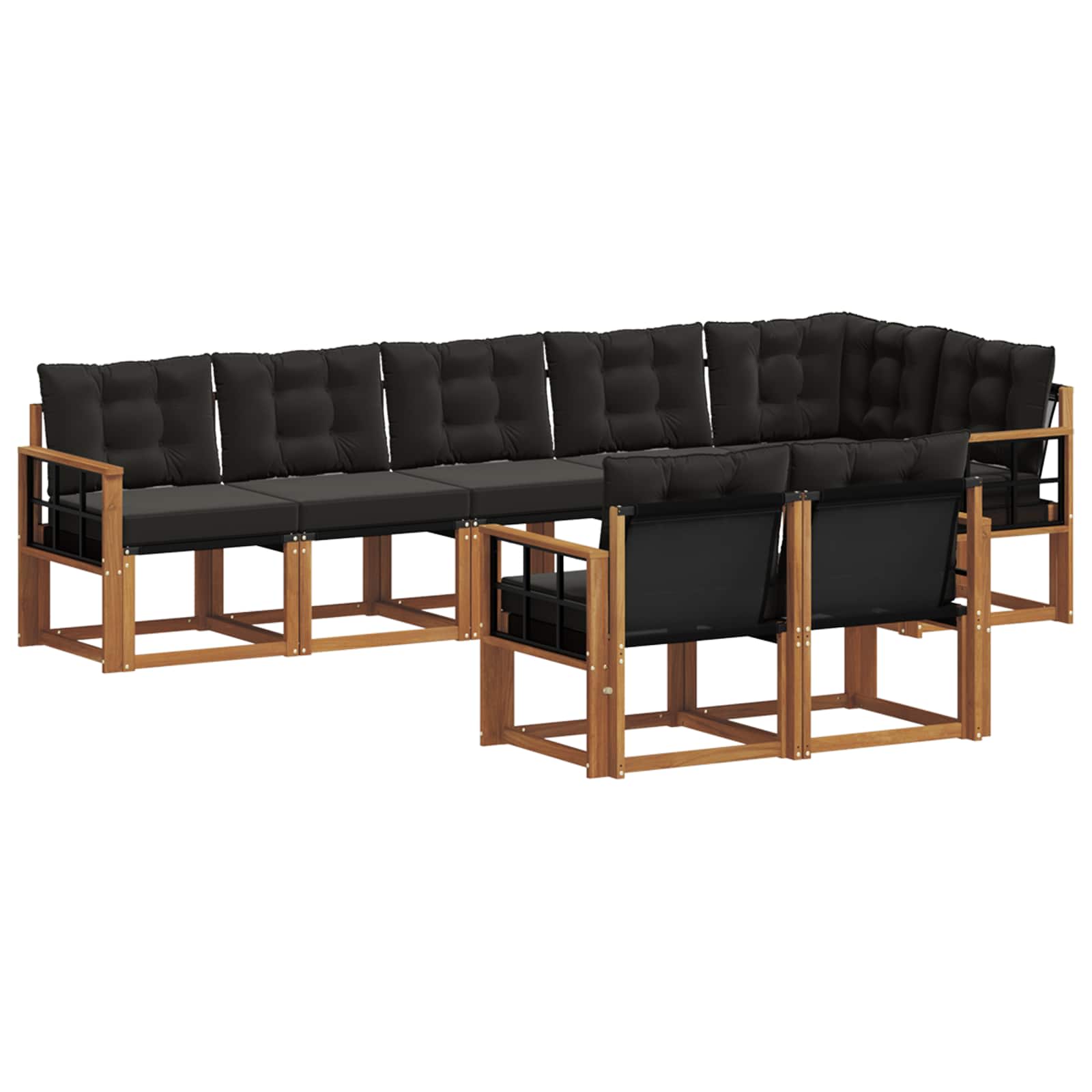 Outdoor-Sofagarnitur mit Kissen 8 pcs Natürlich und Schwarz