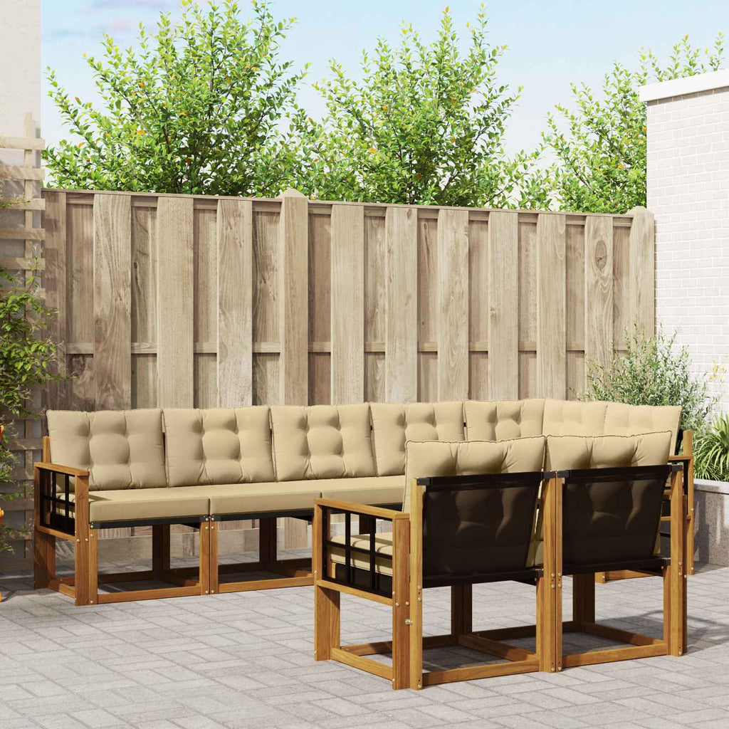 Outdoor-Sofagarnitur mit Kissen 8 pcs Natur und Beige