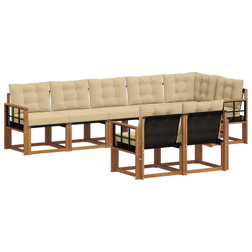 Outdoor-Sofagarnitur mit Kissen 8 pcs Natur und Beige