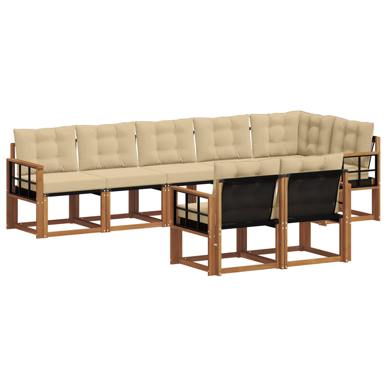 Outdoor-Sofagarnitur mit Kissen 8 pcs Natur und Beige