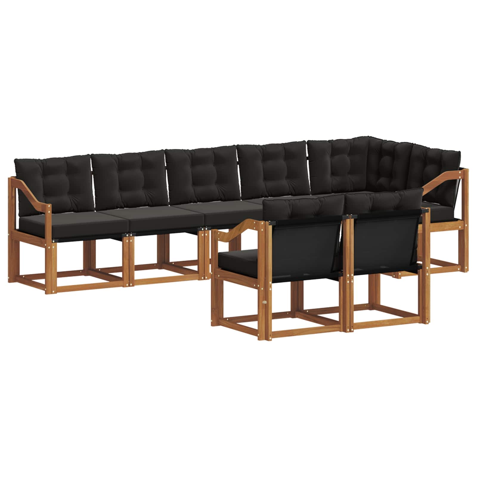 Outdoor-Sofagarnitur mit Kissen 8 pcs Natürlich und Schwarz