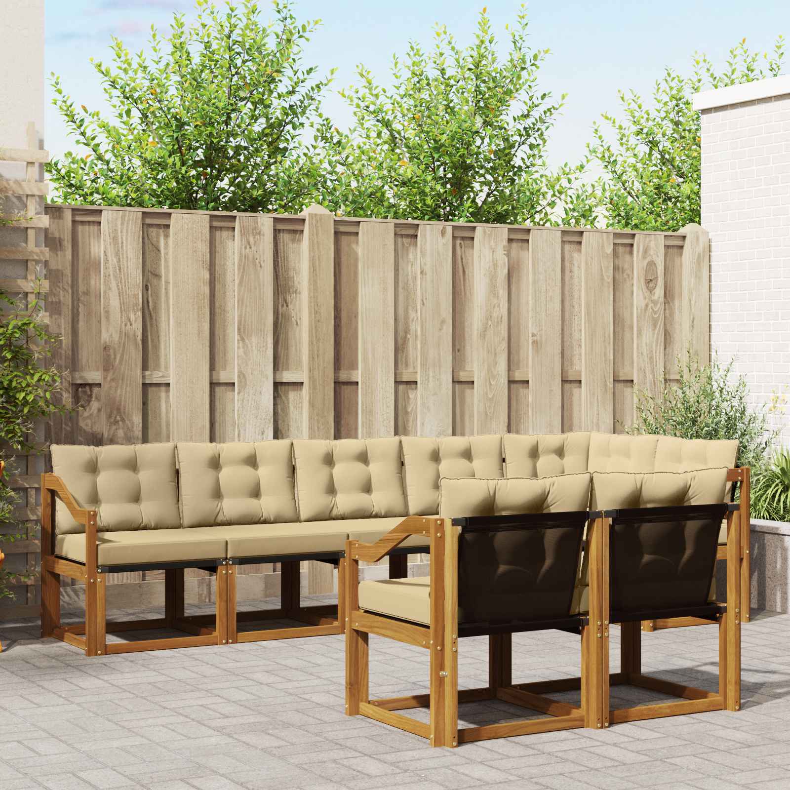 Outdoor-Sofagarnitur mit Kissen 8 pcs Natur und Beige