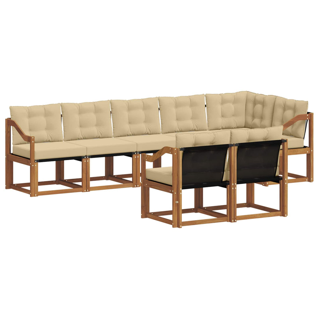 Outdoor-Sofagarnitur mit Kissen 8 pcs Natur und Beige