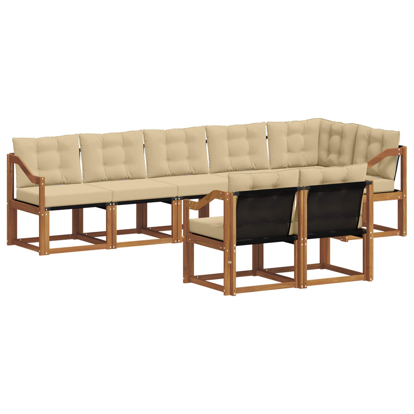 Outdoor-Sofagarnitur mit Kissen 8 pcs Natur und Beige