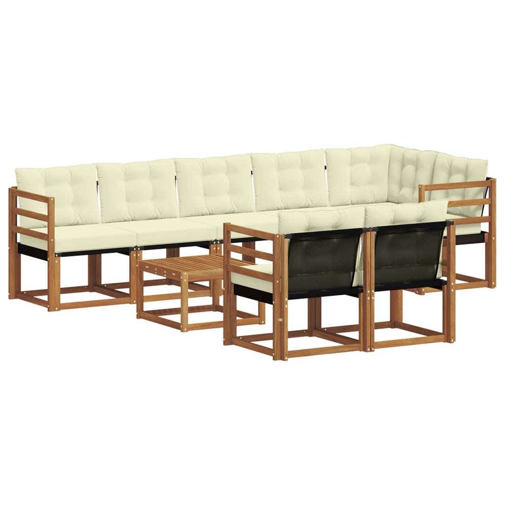 Outdoor-Sofagarnitur mit Kissen 9 pcs Natur und Creme