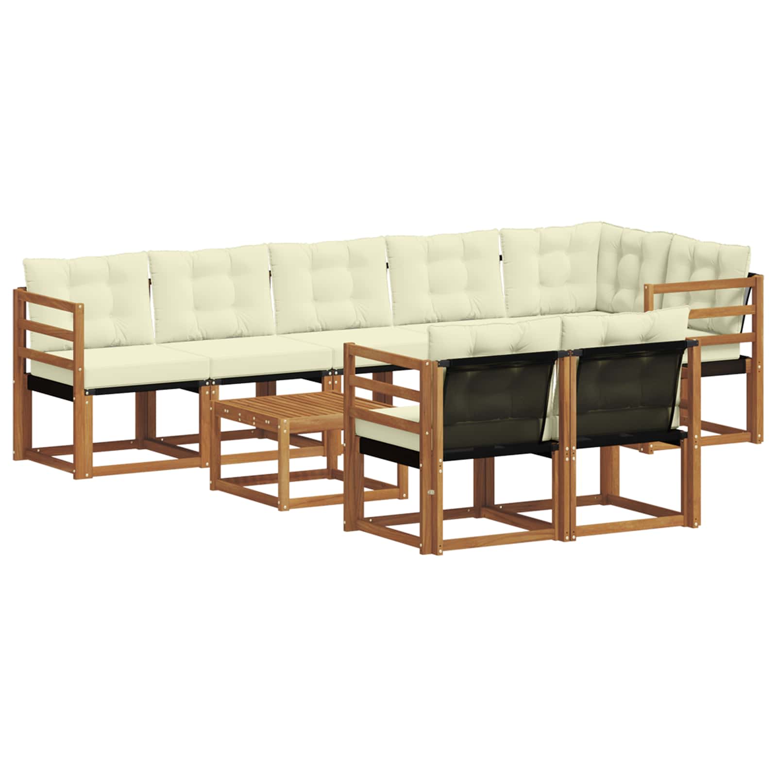 Outdoor-Sofagarnitur mit Kissen 9 pcs Natur und Creme