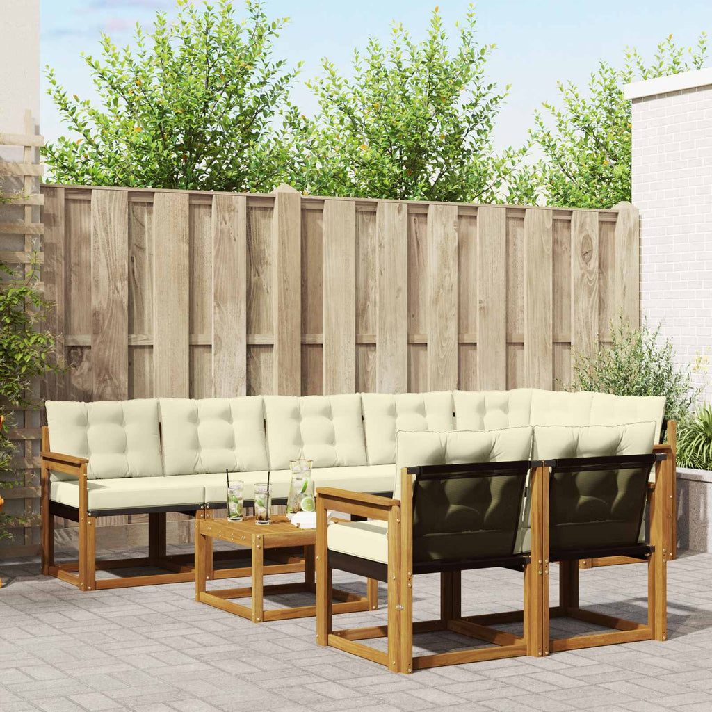 Outdoor-Sofagarnitur mit Kissen 9 pcs Natur und Creme