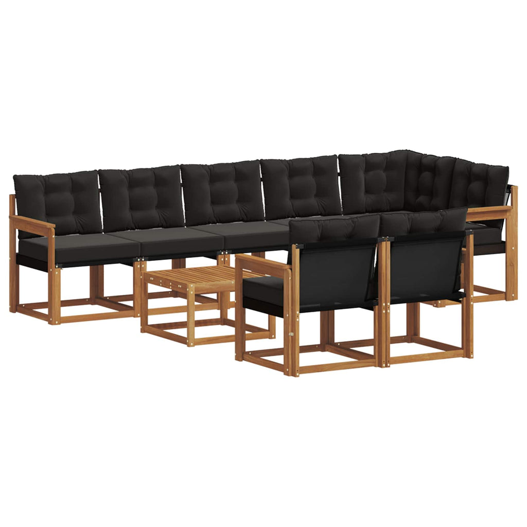 Outdoor-Sofagarnitur mit Kissen 9 pcs Natürlich und Schwarz