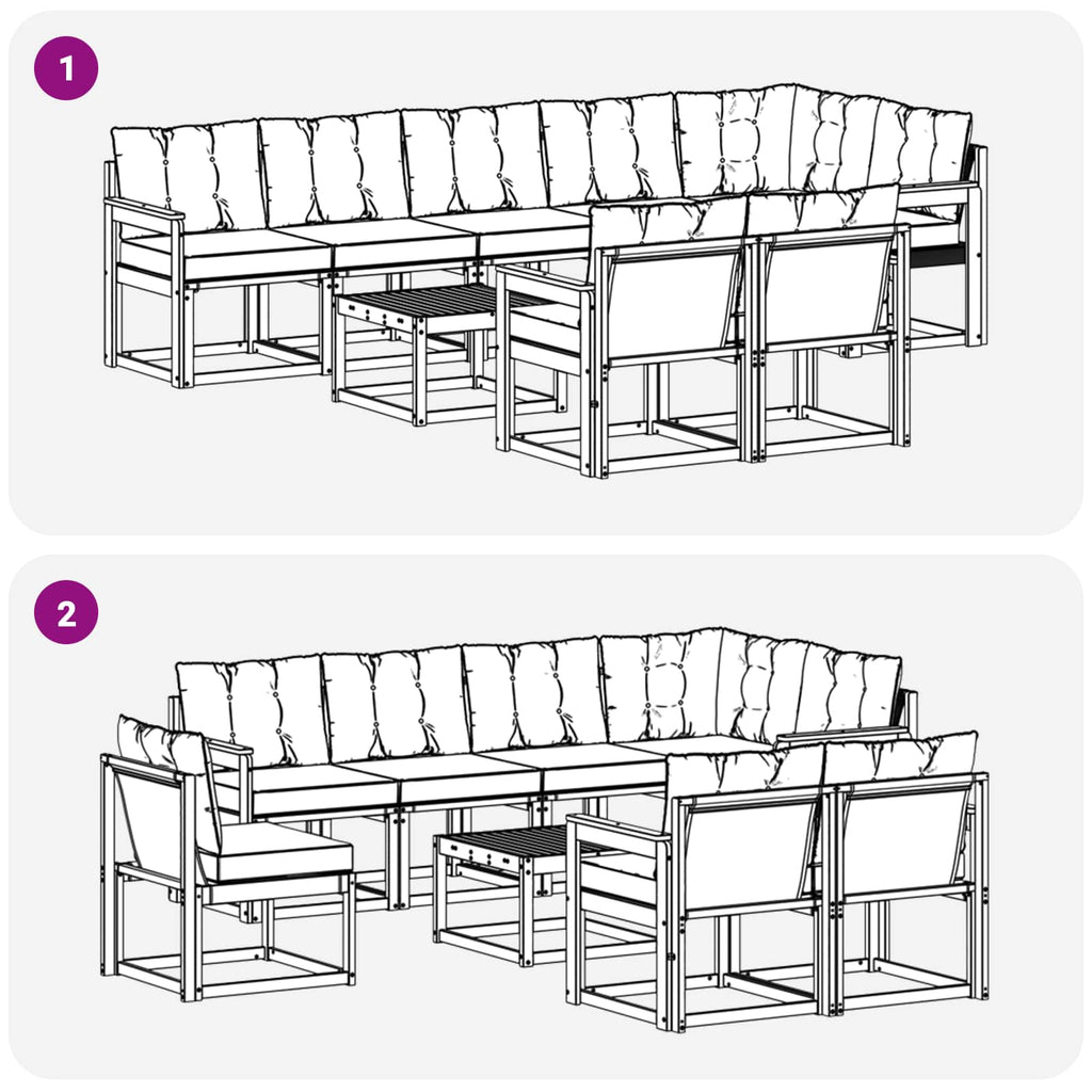 Outdoor-Sofagarnitur mit Kissen 9 pcs Natur und Beige