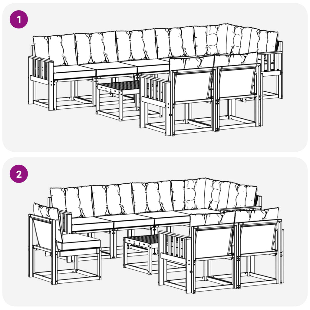 Outdoor-Sofagarnitur mit Kissen 9 pcs Natur und Creme