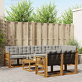 Outdoor-Sofagarnitur mit Kissen 9 pcs Natürlich und Hellgrau