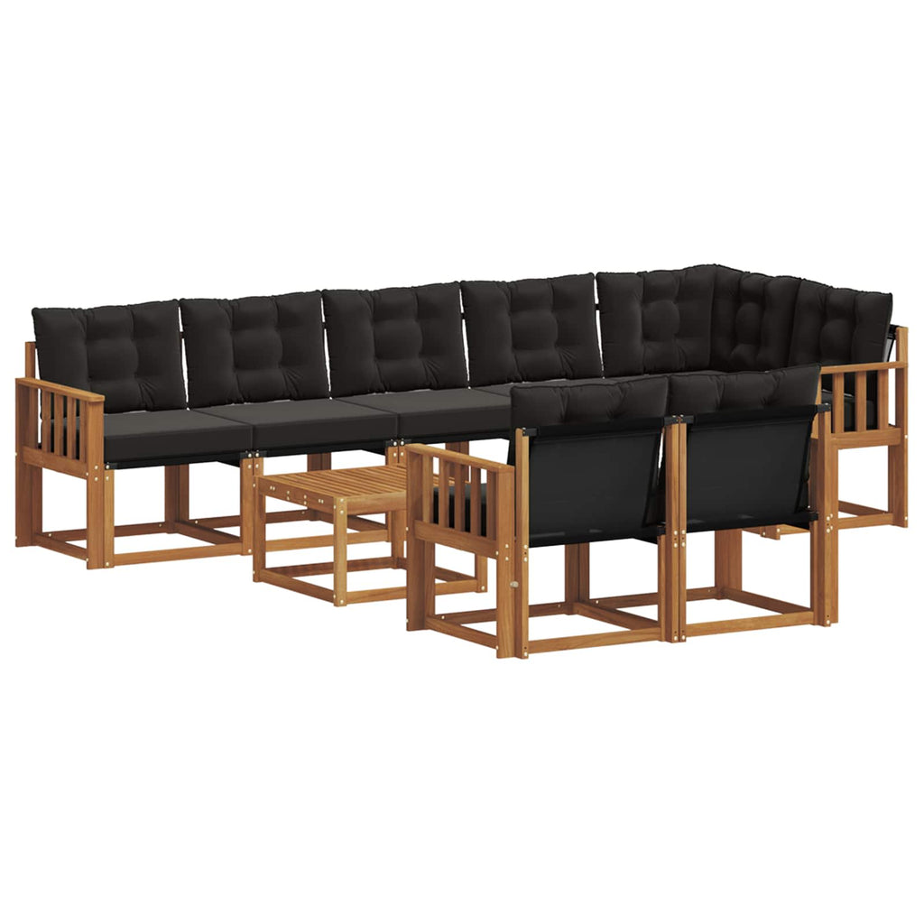 Outdoor-Sofagarnitur mit Kissen 9 pcs Natürlich und Schwarz