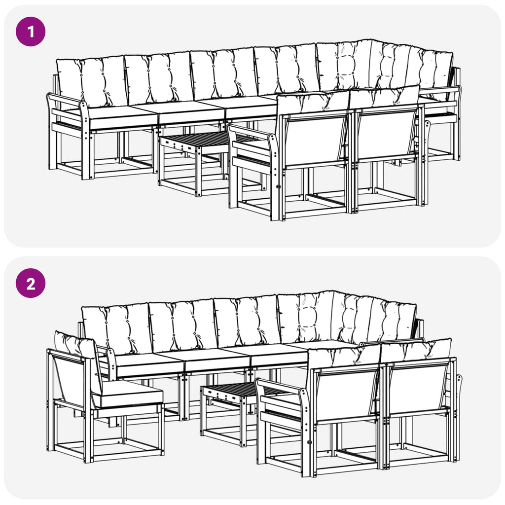 Outdoor-Sofagarnitur mit Kissen 9 pcs Natur und Creme