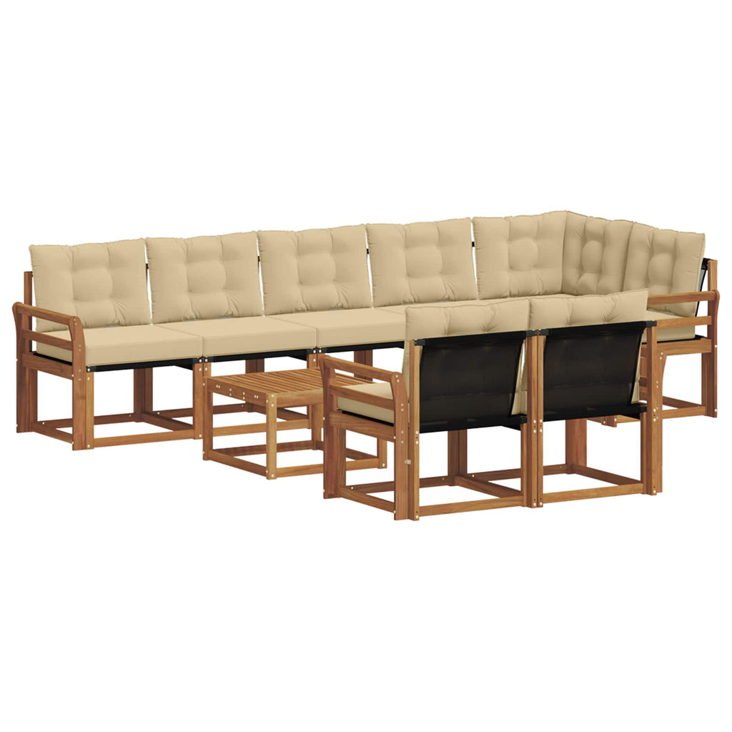 Outdoor-Sofagarnitur mit Kissen 9 pcs Natur und Beige