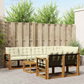 Outdoor-Sofagarnitur mit Kissen 9 pcs Natur und Creme