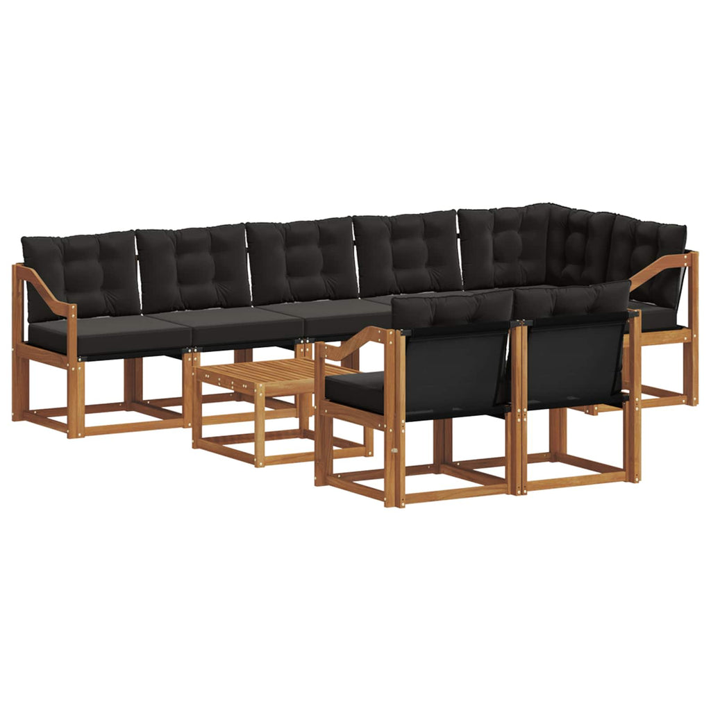 Outdoor-Sofagarnitur mit Kissen 9 pcs Natürlich und Schwarz