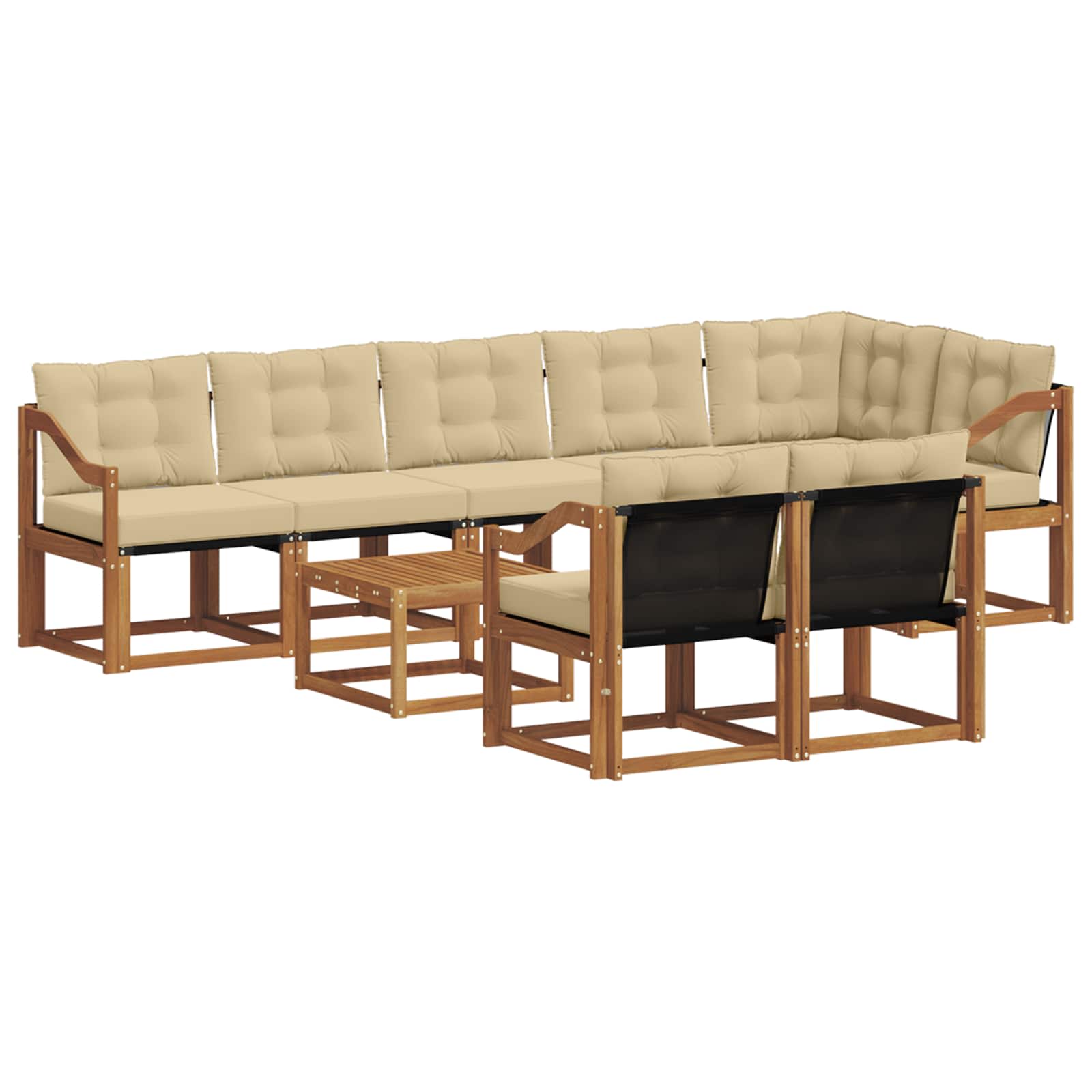 Outdoor-Sofagarnitur mit Kissen 9 pcs Natur und Beige