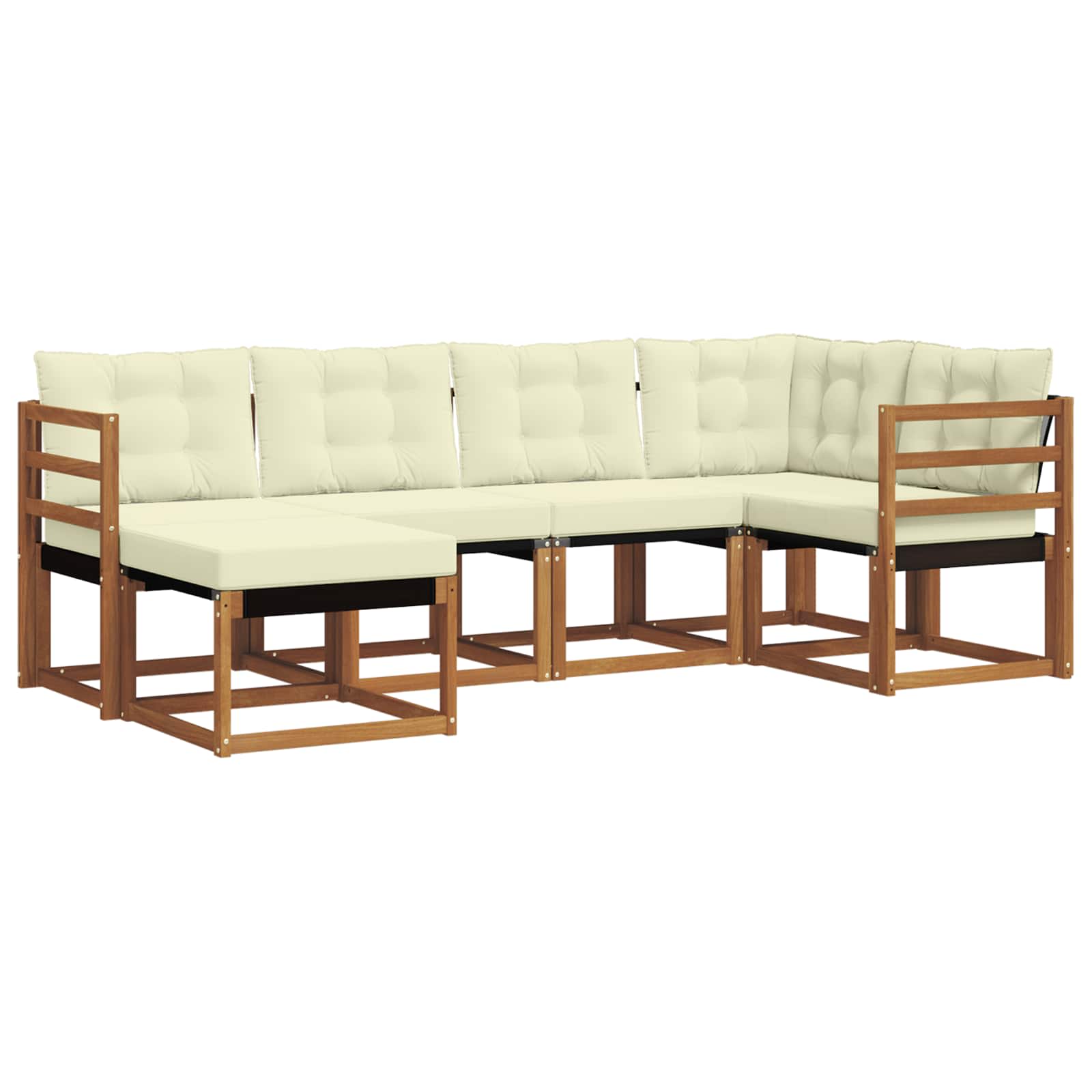 Outdoor-Sofagarnitur mit Kissen 6 pcs Natur und Creme