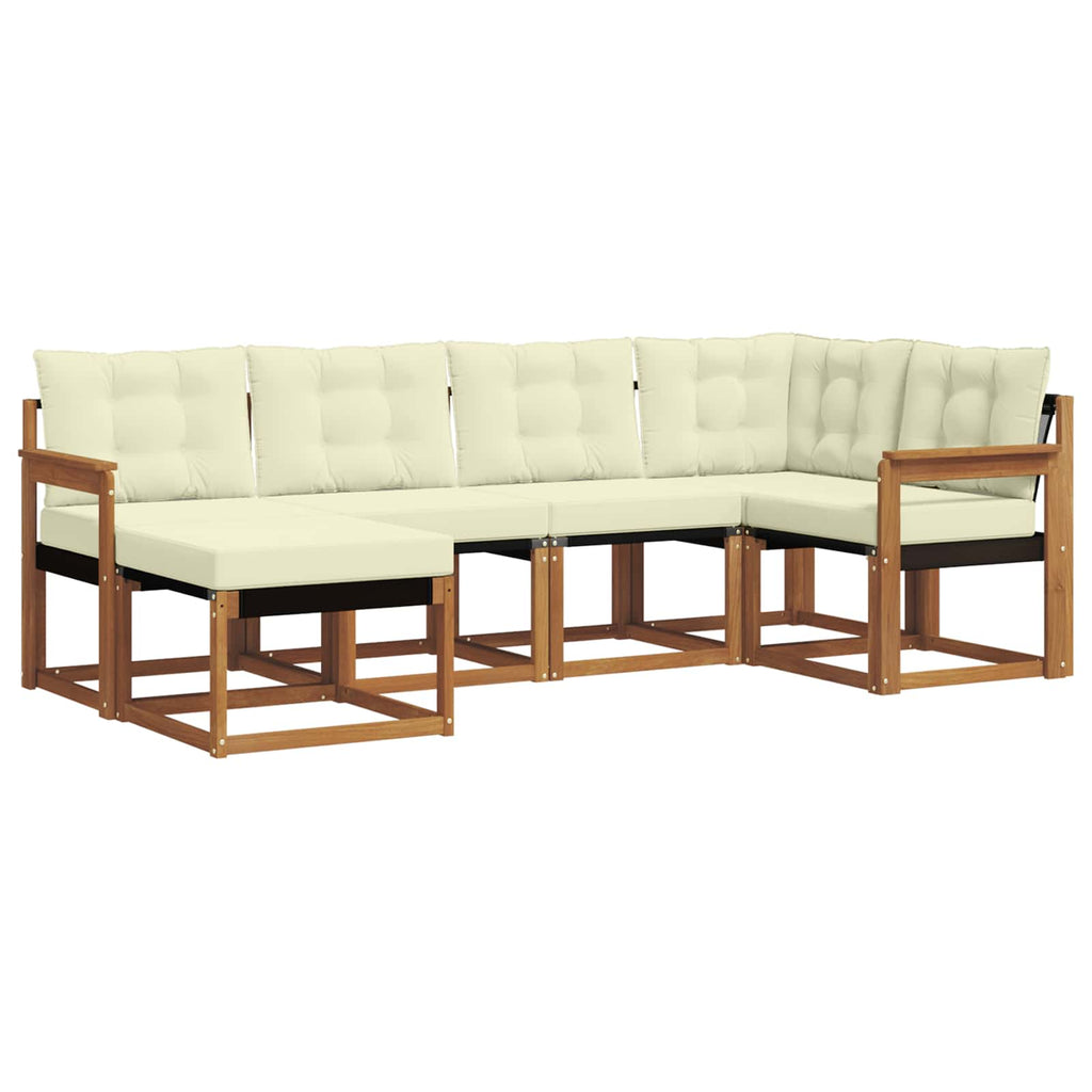 Outdoor-Sofagarnitur mit Kissen 6 pcs Natur und Creme
