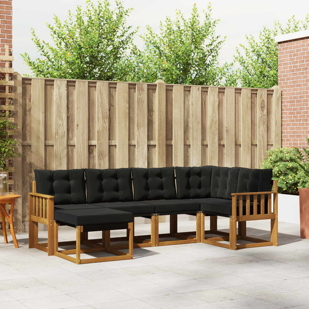Outdoor-Sofagarnitur mit Kissen 6 pcs Natürlich und Schwarz