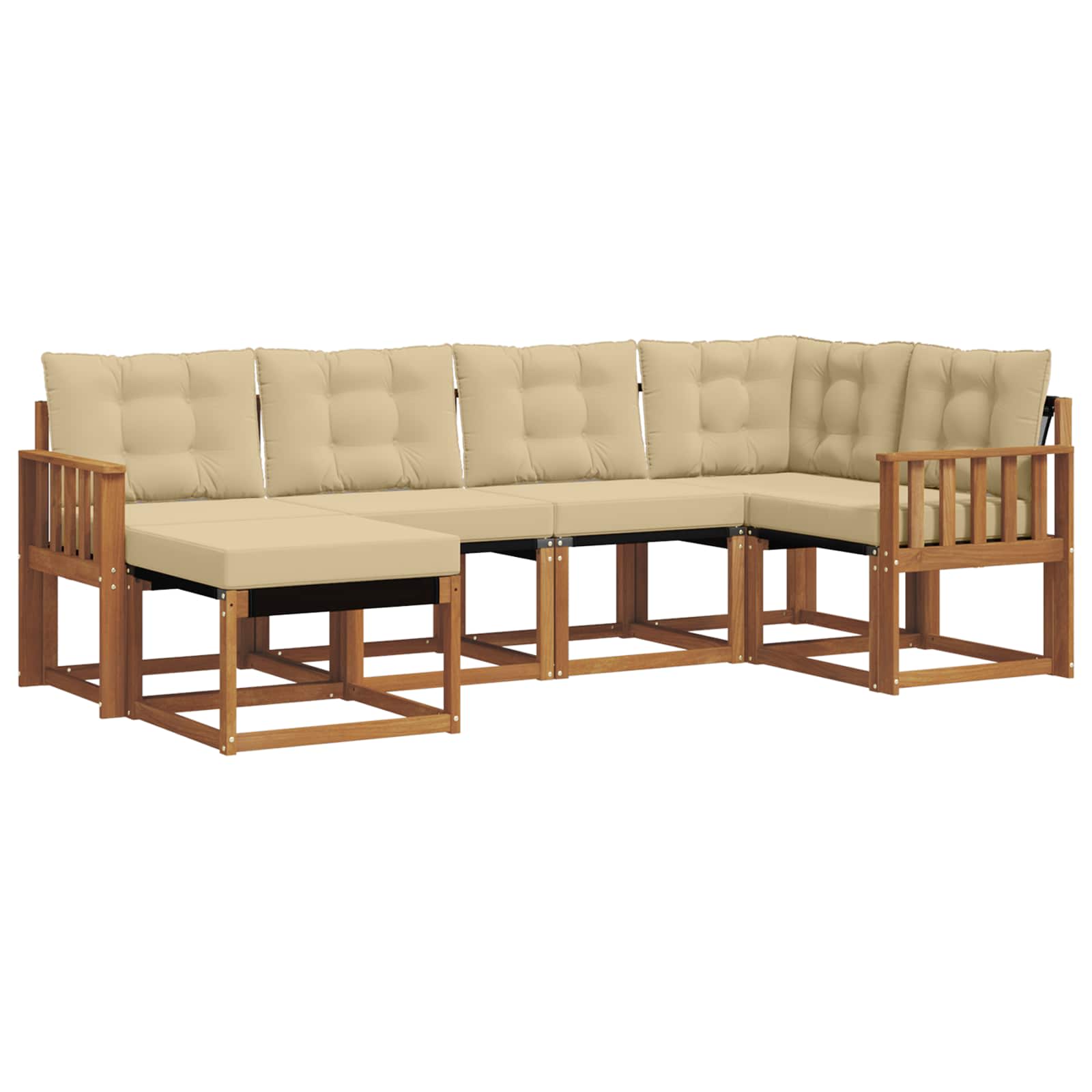 Outdoor-Sofagarnitur mit Kissen 6 pcs Natur und Beige