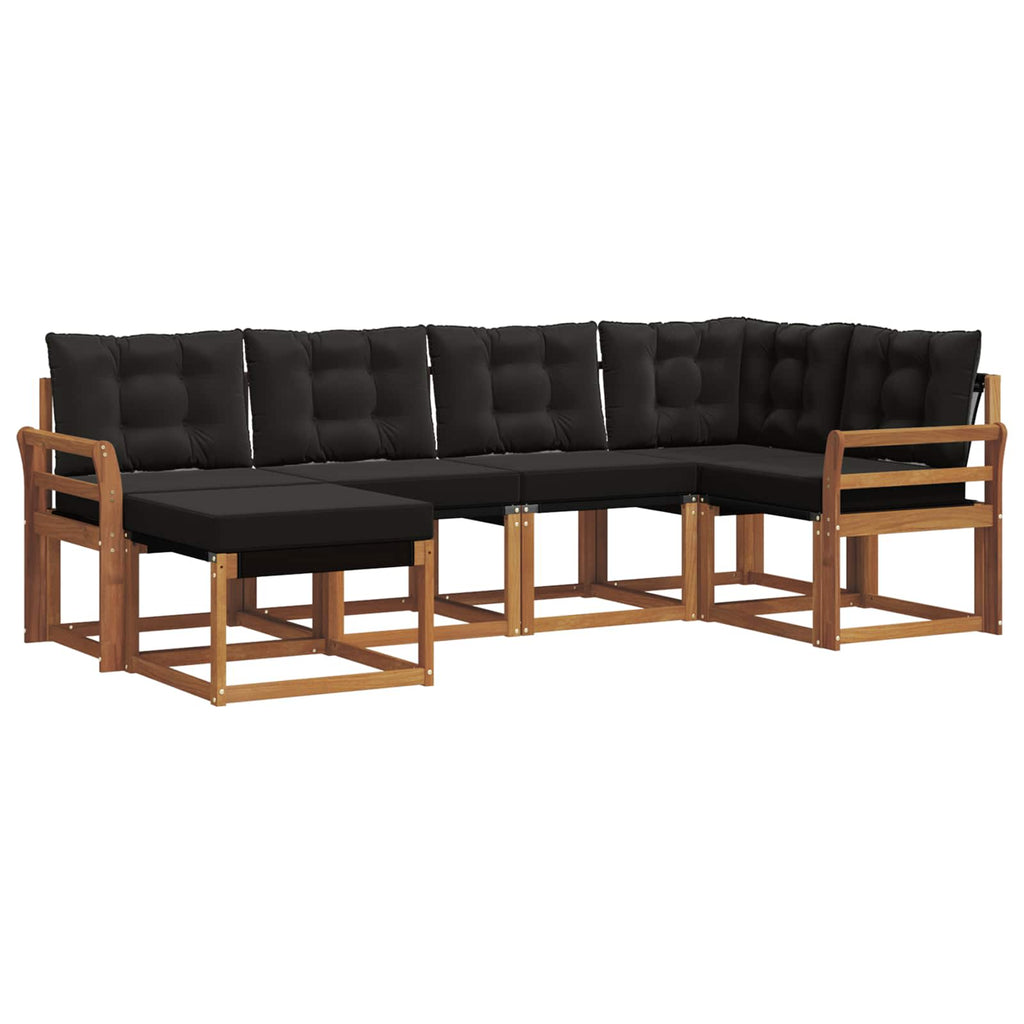 Outdoor-Sofagarnitur mit Kissen 6 pcs Natürlich und Schwarz