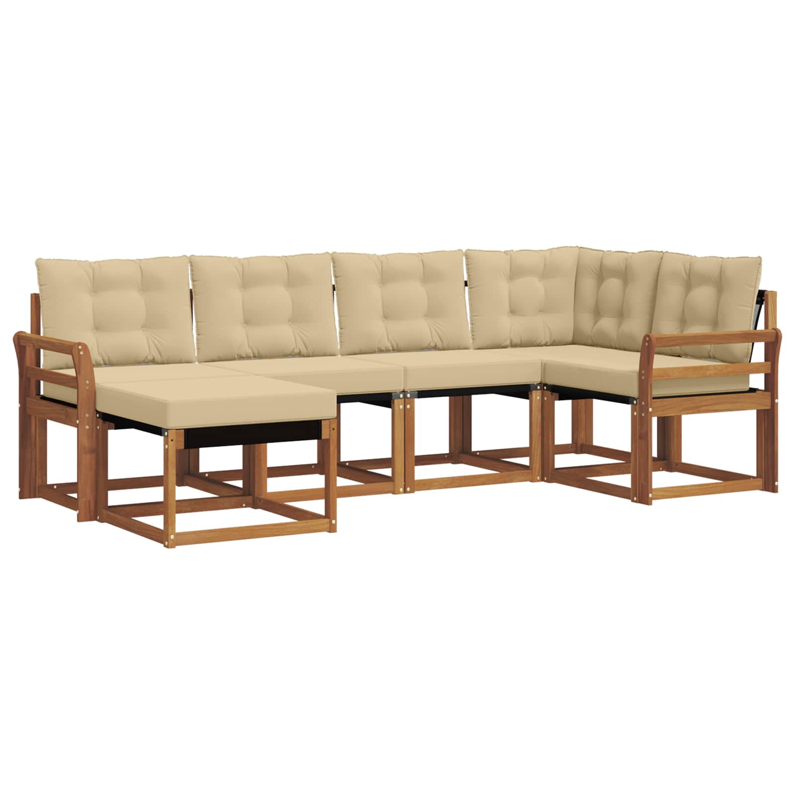 Outdoor-Sofagarnitur mit Kissen 6 pcs Natur und Beige