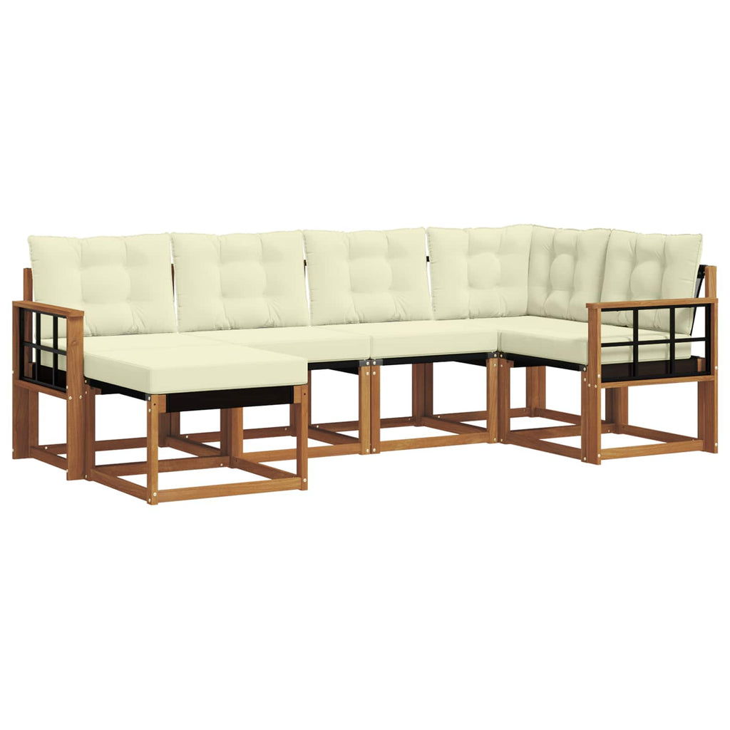 Outdoor-Sofagarnitur mit Kissen 6 pcs Natur und Creme