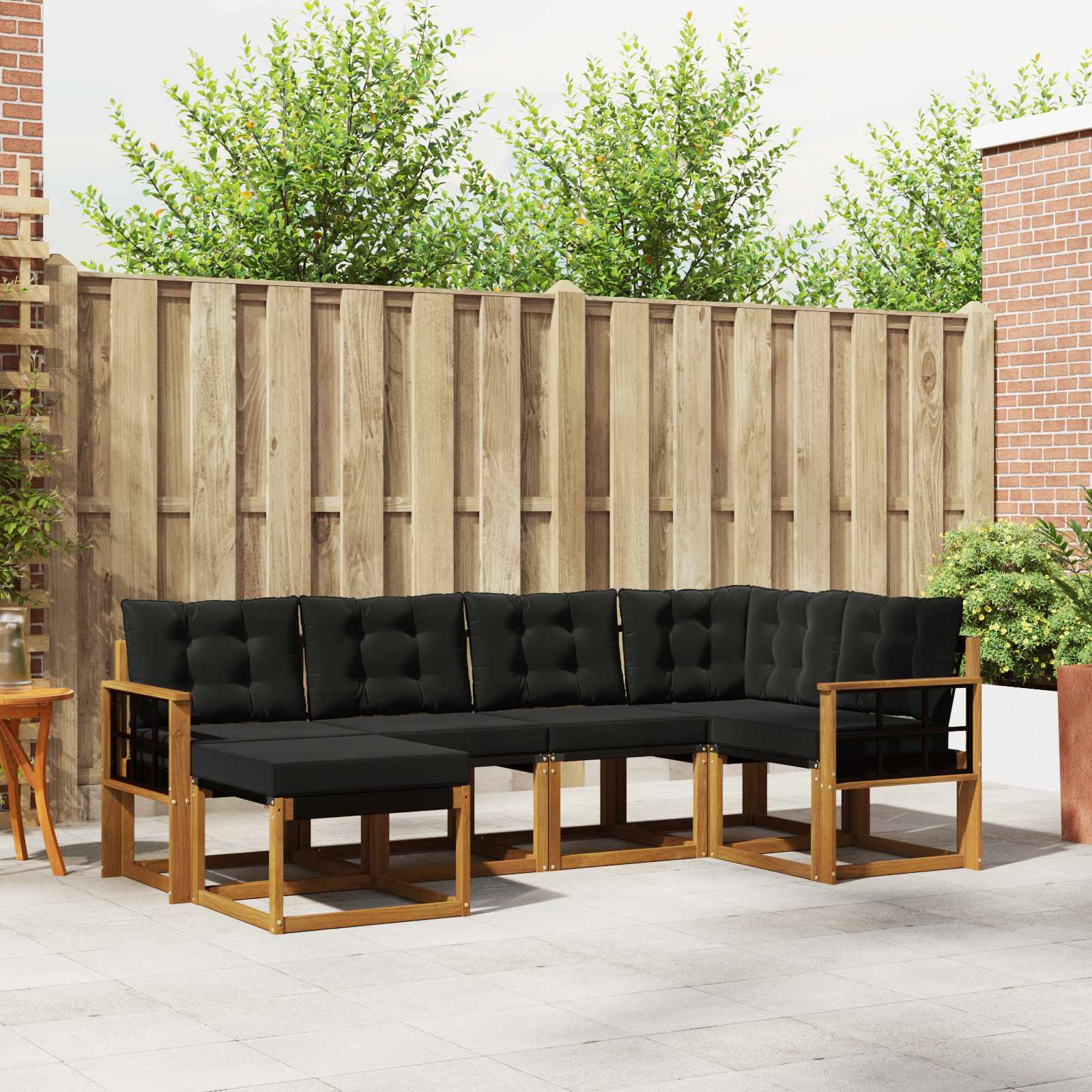Outdoor-Sofagarnitur mit Kissen 6 pcs Natürlich und Schwarz