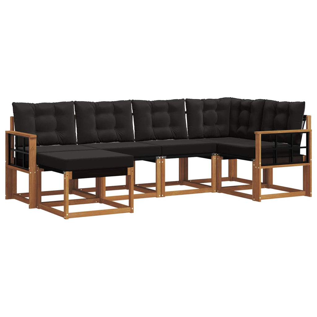 Outdoor-Sofagarnitur mit Kissen 6 pcs Natürlich und Schwarz