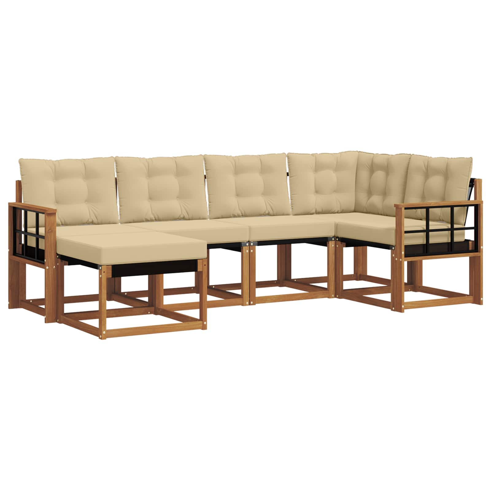 Outdoor-Sofagarnitur mit Kissen 6 pcs Natur und Beige
