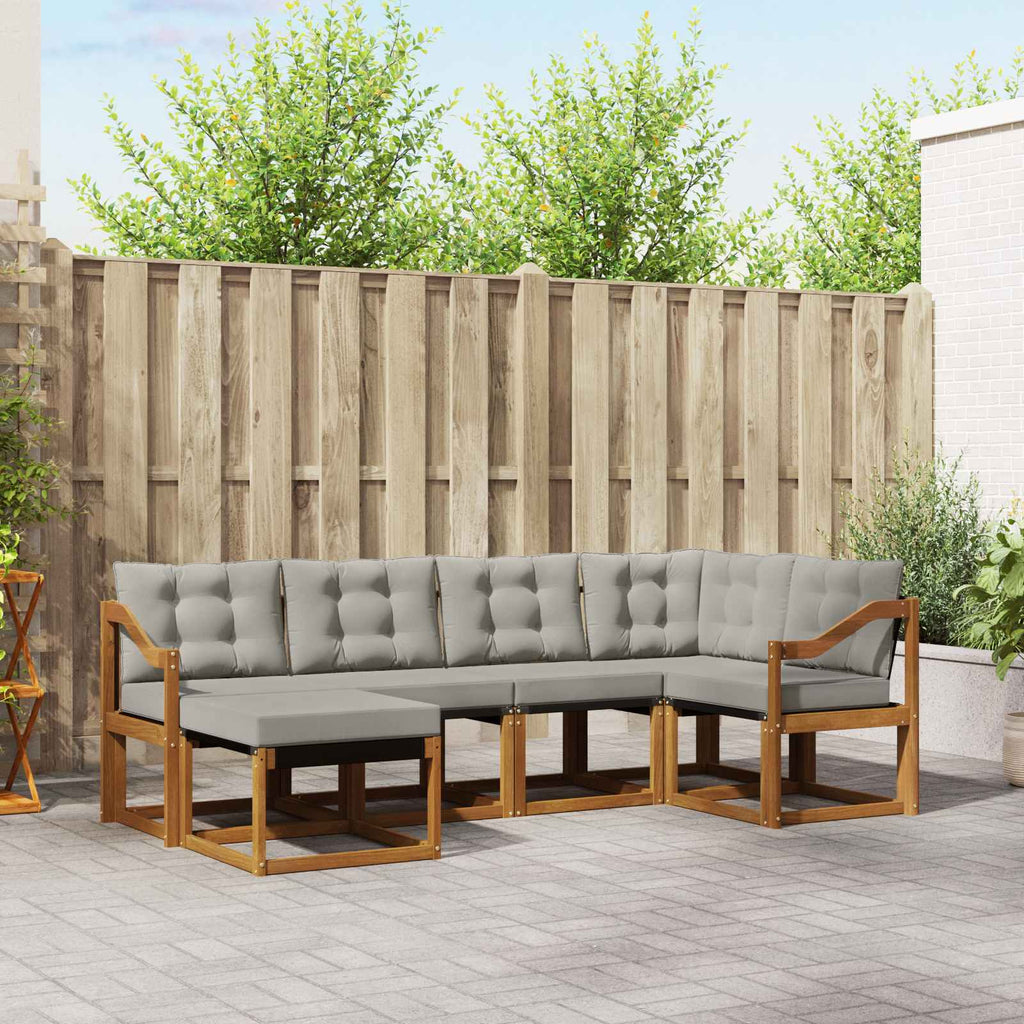 Outdoor-Sofagarnitur mit Kissen 6 pcs Natürlich und Hellgrau