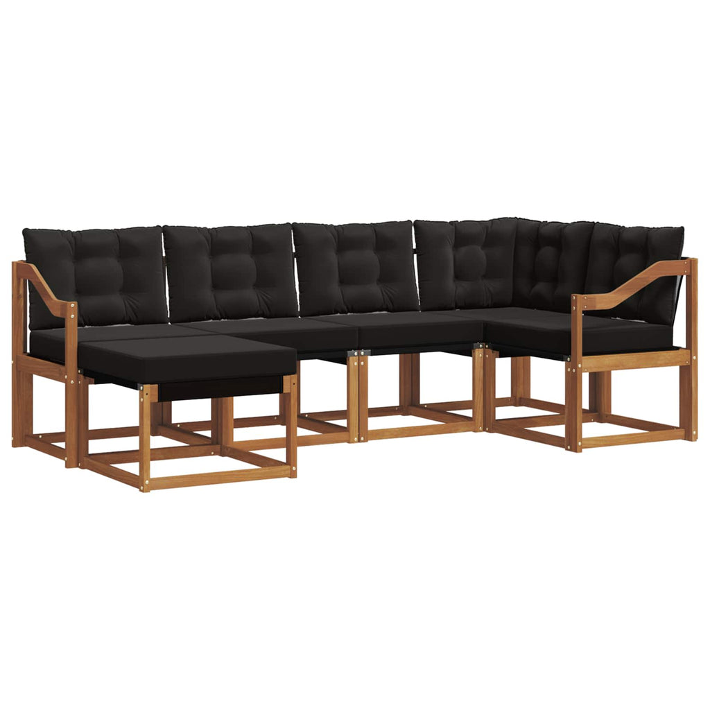 Outdoor-Sofagarnitur mit Kissen 6 pcs Natürlich und Schwarz