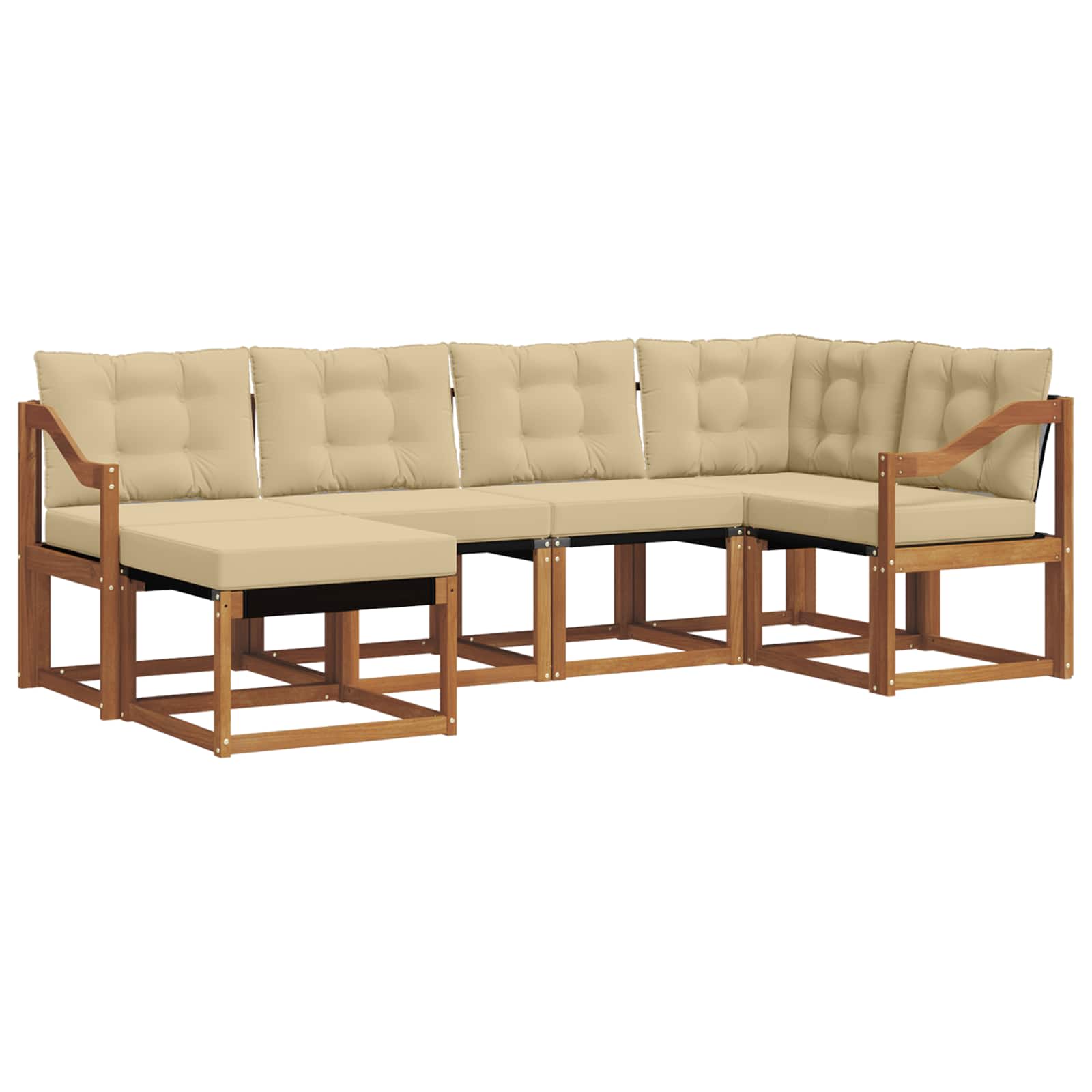 Outdoor-Sofagarnitur mit Kissen 6 pcs Natur und Beige