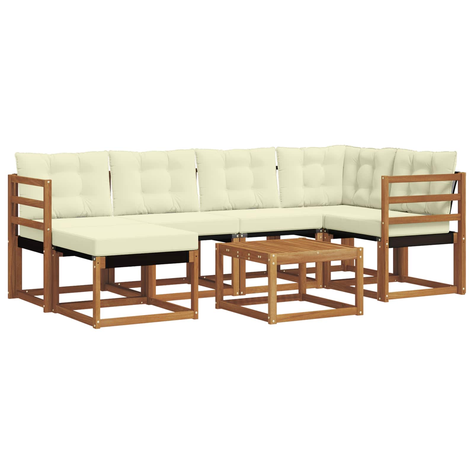 Outdoor-Sofagarnitur mit Kissen 7 pcs Natur und Creme
