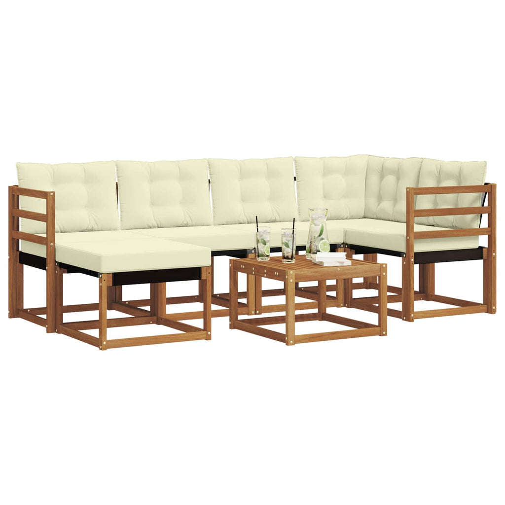 Outdoor-Sofagarnitur mit Kissen 7 pcs Natur und Creme