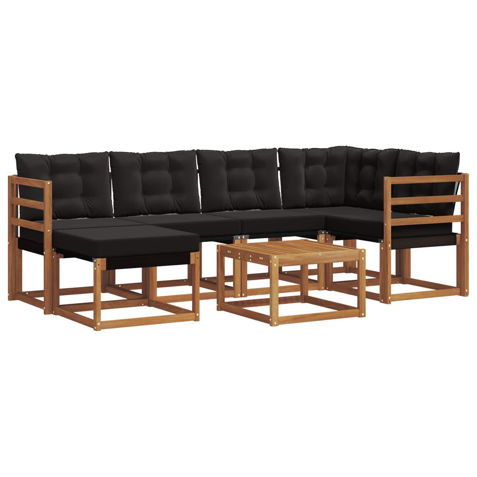 Outdoor-Sofagarnitur mit Kissen 7 pcs Natürlich und Schwarz