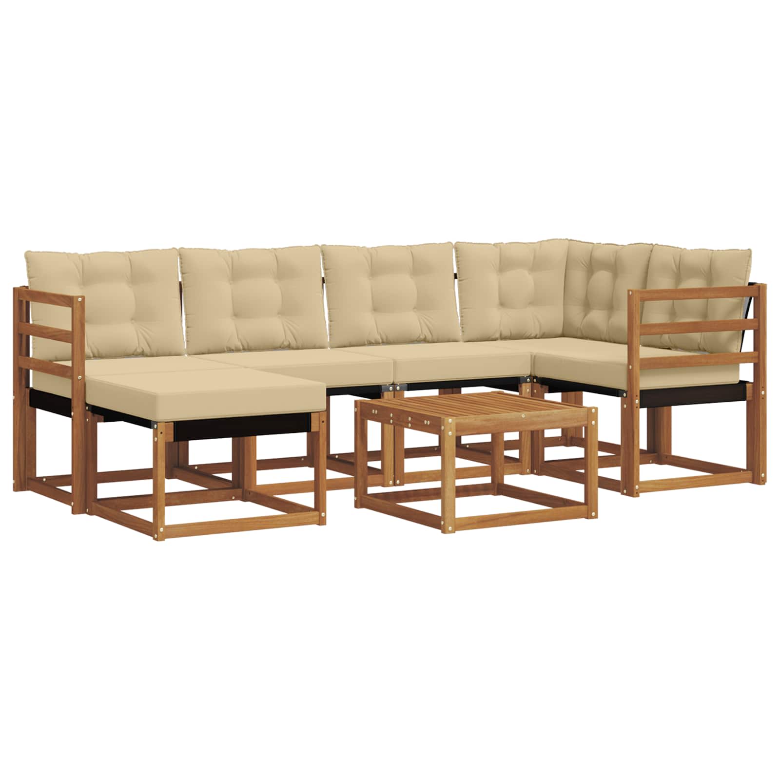 Outdoor-Sofagarnitur mit Kissen 7 pcs Natur und Beige