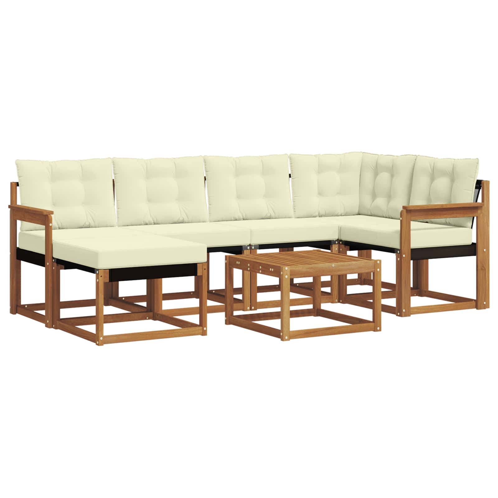 Outdoor-Sofagarnitur mit Kissen 7 pcs Natur und Creme