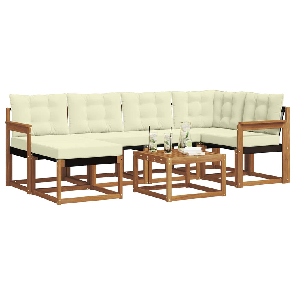 Outdoor-Sofagarnitur mit Kissen 7 pcs Natur und Creme